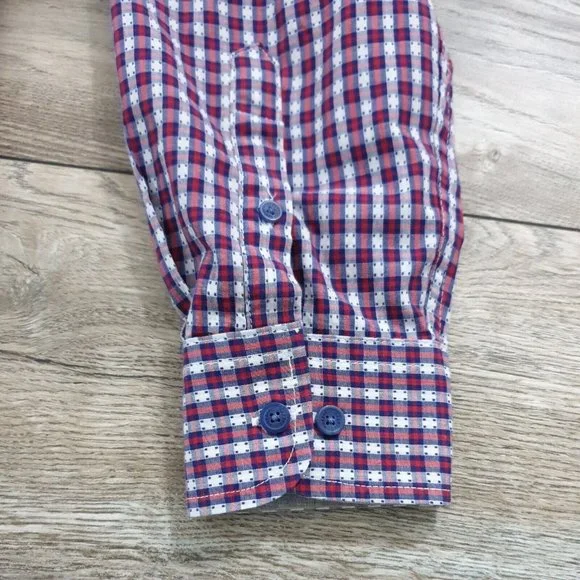 Haggar Clothing Mens Large Dress Shirt Long Sleeve Office Work Casual Patriotic - Picture 3 of 9